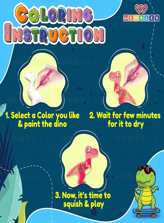 ويمبلي مجموعة ويمبلي دينو ثلاثية الأبعاد للرسم والتلوين | مجموعة حرف يدوية للأطفال من عمر 3 سنوات فما فوق | مجموعة فنية وحرفية قابلة للغسل وخالية من الفوضى، تتضمن 3 مجسمات إسفنجية و6 أقلام تلوين ملونة | هدية للأولاد والبنات من عمر 3 إلى 8 سنوات فما فوق - Image 5